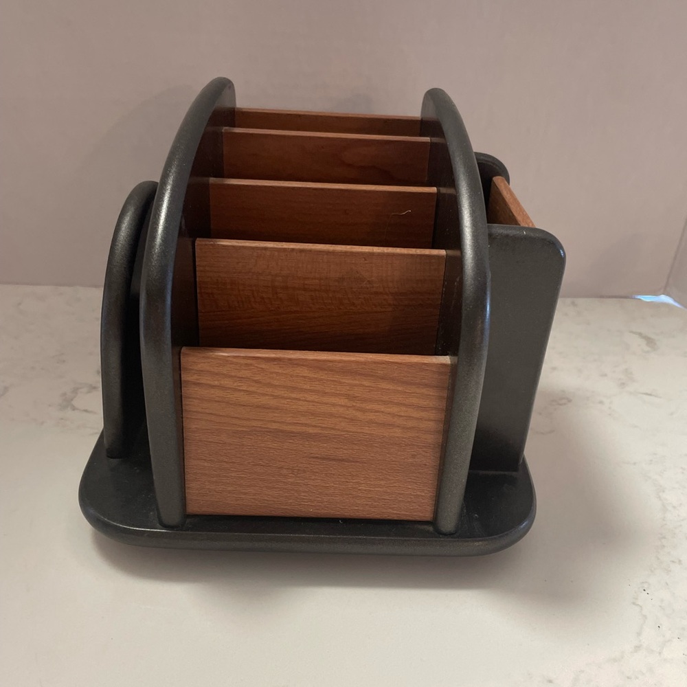 Remote Control Holder Caddy - Wooden Rotating Coffee Table Organizer